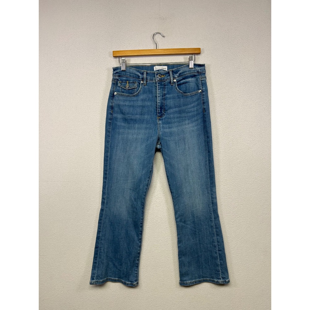 Boho Casual LOFT Womens 29 Petite Blue High Rise Kick Crop Jeans